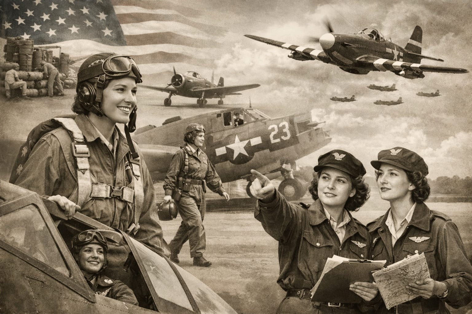 women history during World War II showing female pilots supporting aviation efforts