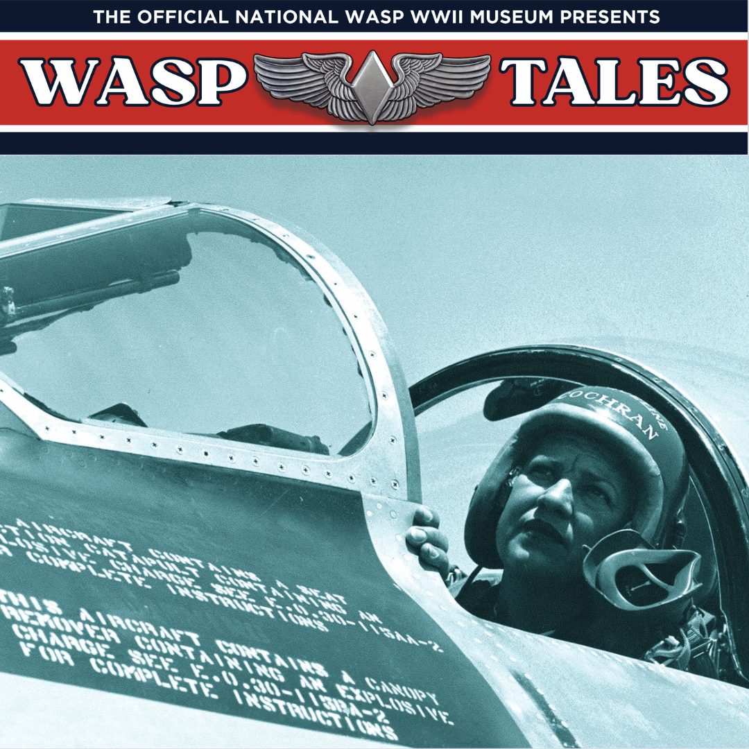 Jacqueline Cochran in the cockpit of a F-86 Sabre Jet that she broke the sound barrier in on May 18, 1953. Photo provided by Cradle of Aviation Museum.